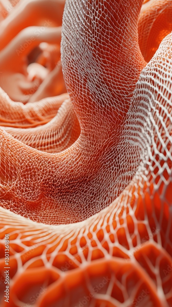 Poster abstract orange netlike structure: a 3d render of intricate webbed design