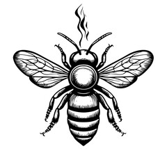 Obraz premium Vector engraved illustration of a bee design for product applications and branding