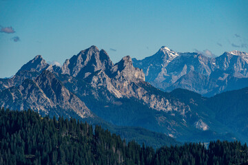 Breathtaking view of Bavarian Alps in autumn capturing majestic peaks near Sonthofen and Immenstadt