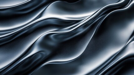 Fototapeta premium Wavy Dark Blue Fabric Displayed Beautifully In A Detailed Image