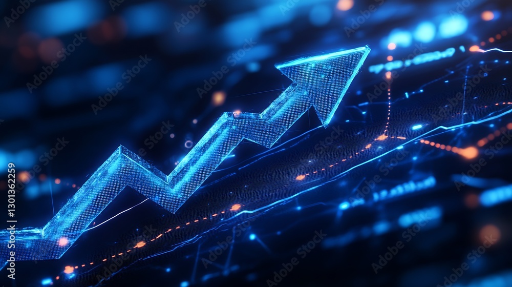 Fototapete Stylish Blue Arrow in a Digital Context Representing Growth and Insights in Business Performance : Generative AI