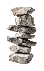 Balanced arrangement of stones showcasing a minimalist aesthetic in natural materials for interior design inspiration, cut out