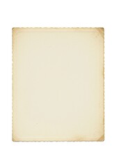 Blank Vintage Photo Frame Isolated on White - Empty Cream Paper Picture Border for Mockups and Retro Designs.