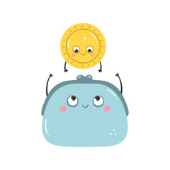 Kawaii coin and wallet for money financial literacy and investing