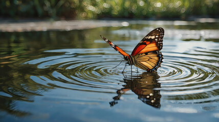 butterfly on the lake