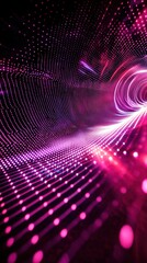 Fototapeta premium Abstract Pink Light Tunnel: A Digital Vortex of Energy and Motion