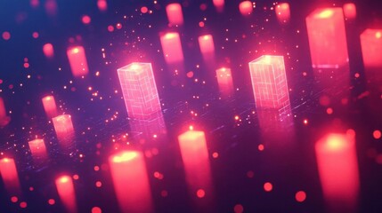 Obraz premium Glowing Cubes and Candles: Abstract Art