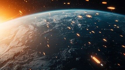 Futuristic global technology impacting earth space gigapixel imagery digital perspective cosmic environment