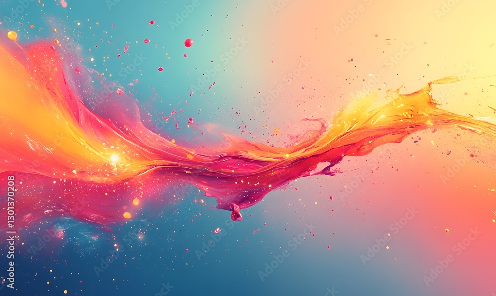 Poster abstract colorful wave with a blend of warm and cool hues, creating movement