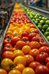 Vibrant tomato and zucchini assembly line: fresh produce processing for farm-to-table concepts