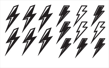 Electricity icon, flash lightning bolt symbol, power, energy icons vector graphics for graphic design elements in various styles