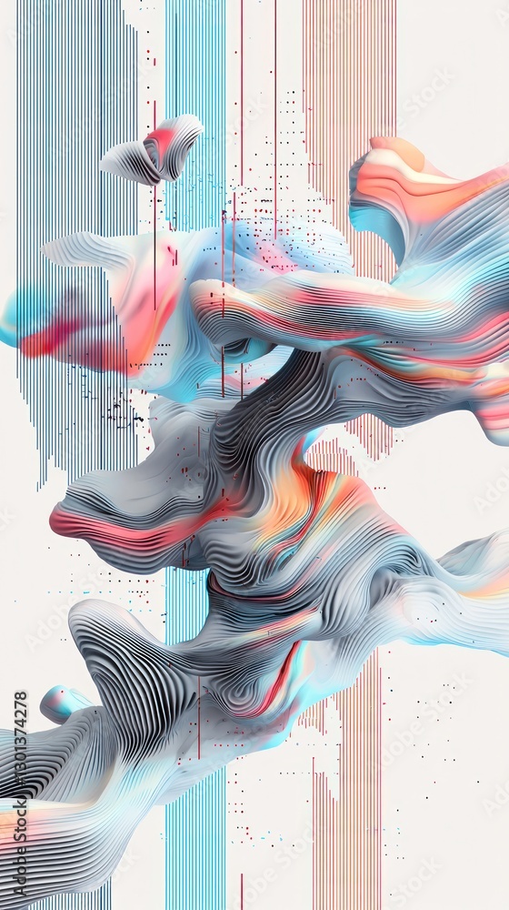 Poster abstract fluid forms: a symphony of color and line