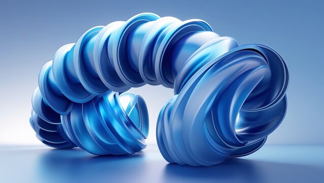 Futuristic Twisted Blue Metallic Ribbon Sculpture