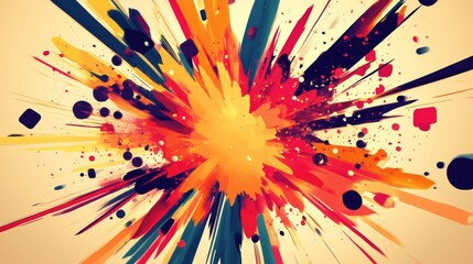 Dynamic Color Burst Explosion Graphic Design - Vibrant, explosive, artistic, energetic, abstract. Symbolizing creativity, freedom, energy, passion, and innovation