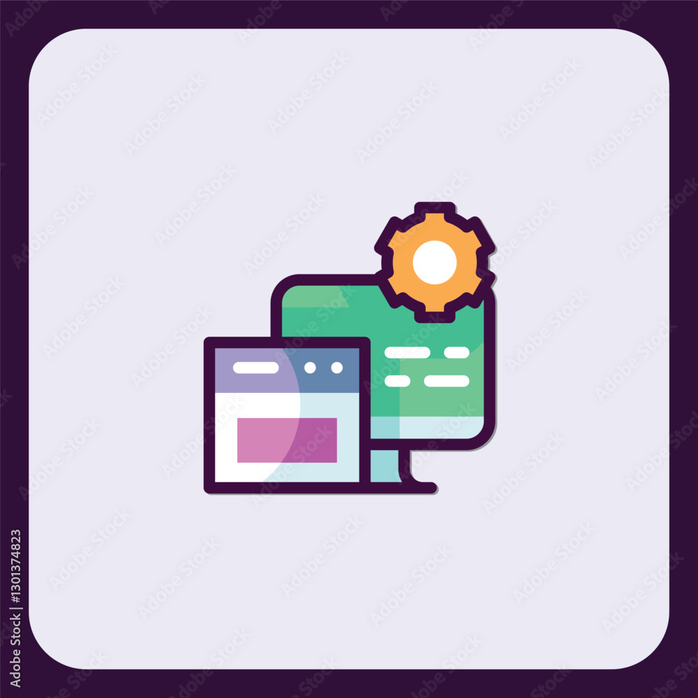 Poster website development and customization icon: responsive web design and configuration