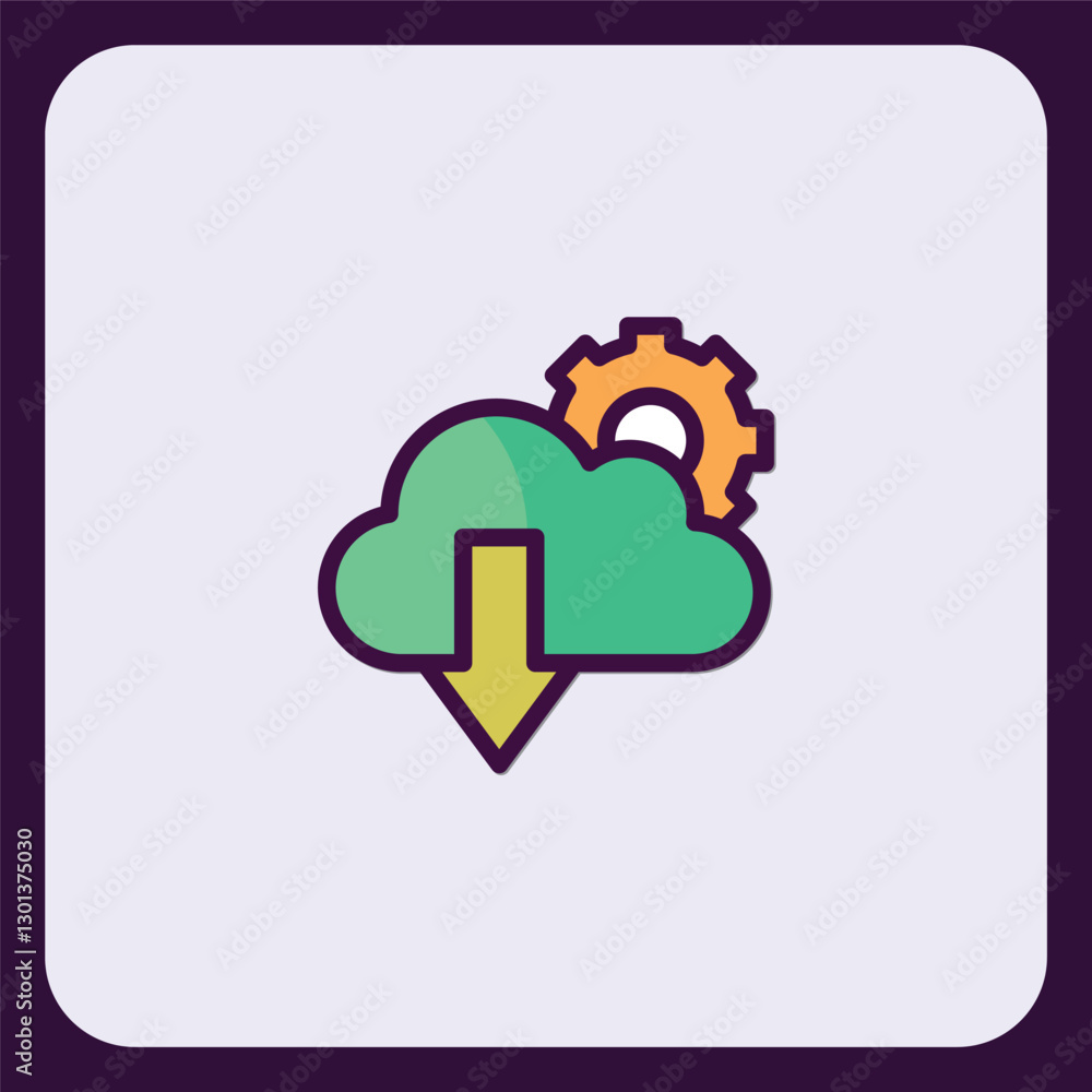 Aufkleber cloud computing configuration download icon, software setting management symbol