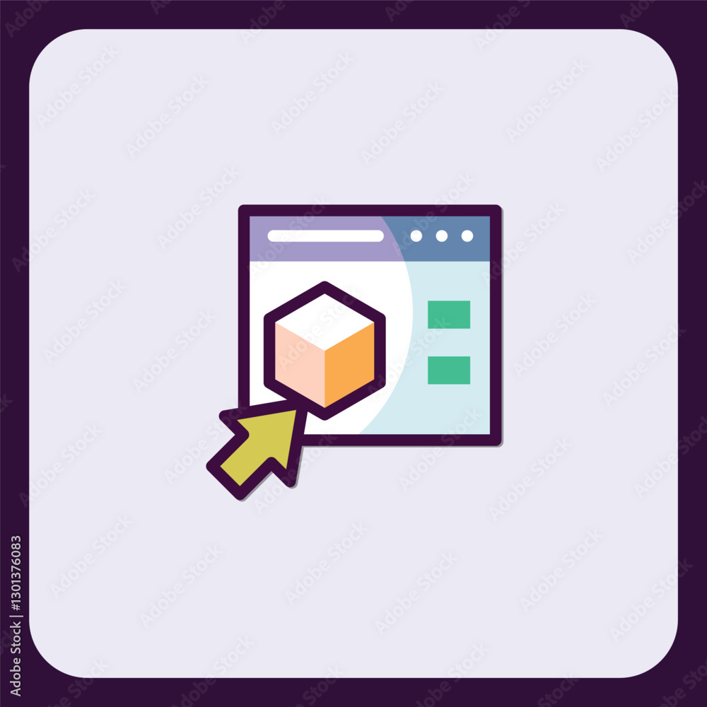 Poster webpage 3d model selection icon: user interface design element