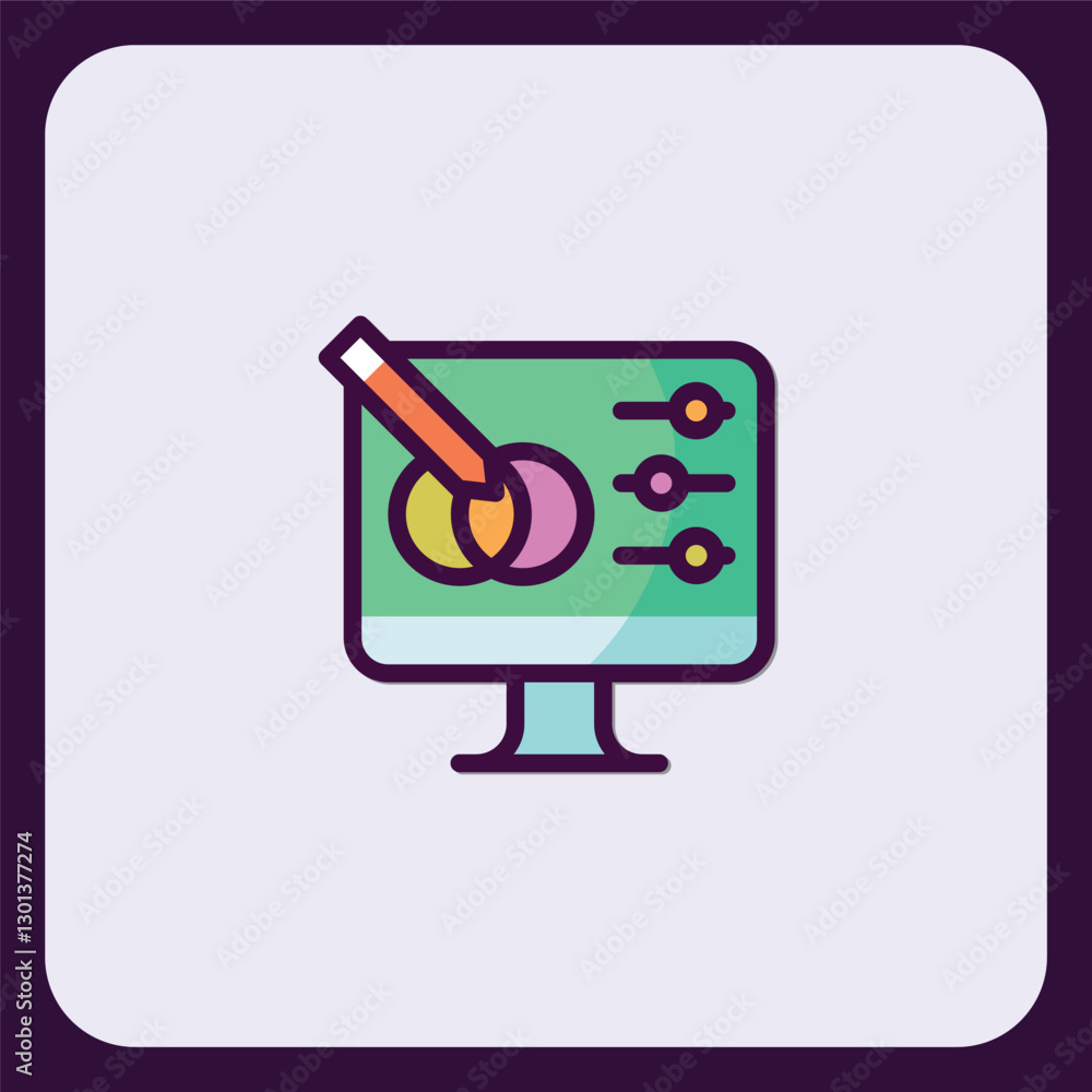 Poster Digital Design Interface with Color Palette and Settings Icon