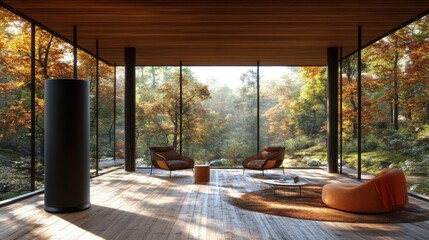 Autumn Forest View Living Room Design