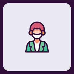 Person Wearing a Face Mask Icon Illustration