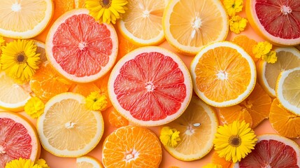 Vibrant Citrus Fruit Pattern for Healthy Food Background