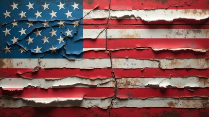 Worn Torn Weathered USA Flag – Echoes of History and Power Fading