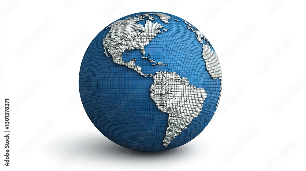 Aufkleber global technology network featuring blue digital globe in high-resolution gigapixel-standard scale
