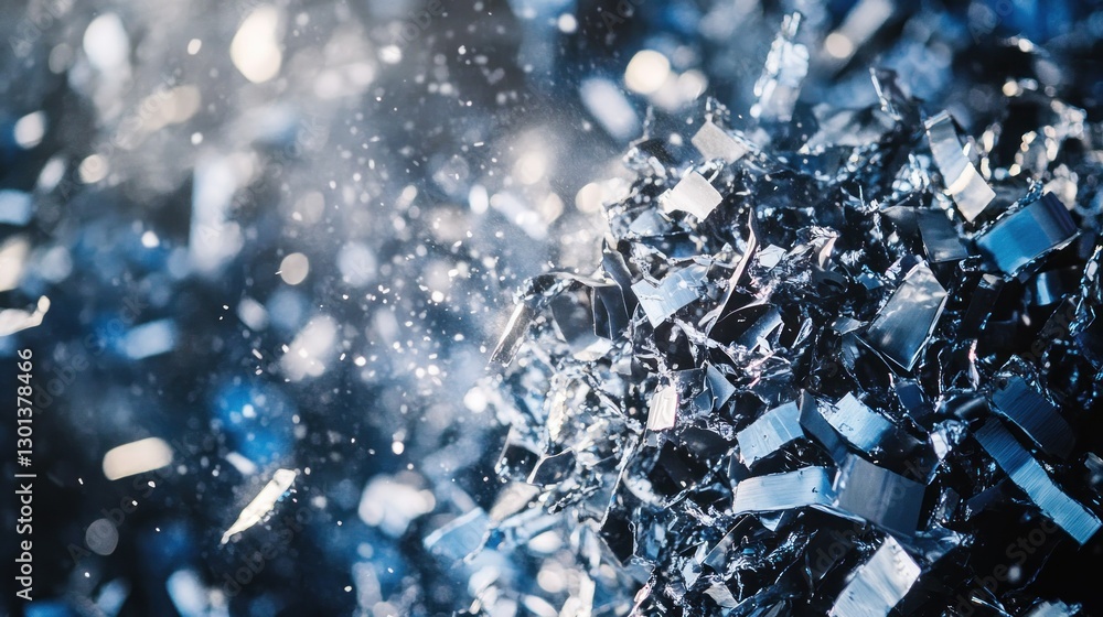 Poster abstract image of shattered glass and sparkling particles in motion