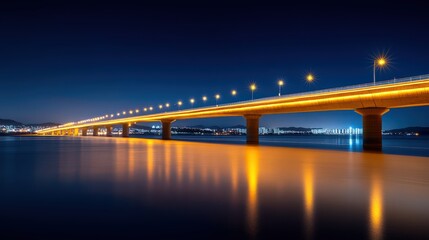 Beautiful reflection of the bridge at night