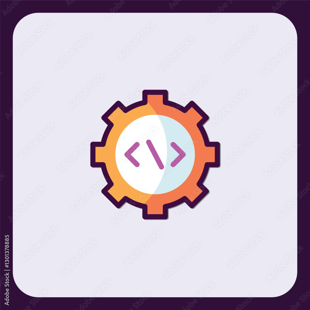 Poster Coding Gear: Software Development Icon for Web and App Design