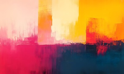 Vibrant Abstract Landscape with Bold Brushstrokes and Harmonious Colors