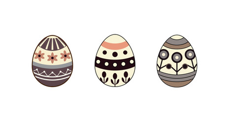 Vector illustration of a set of Easter eggs with patterns on an isolated background