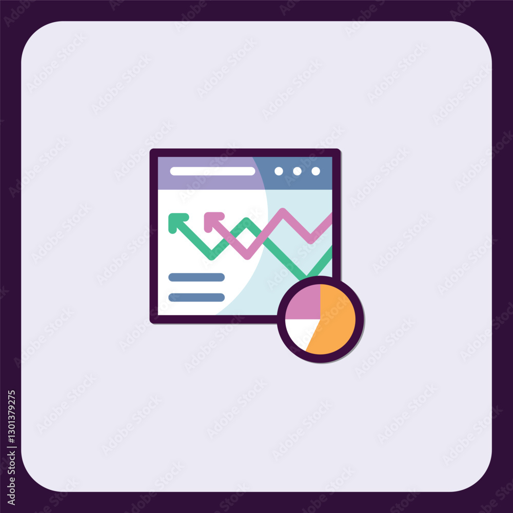 Poster web analytics dashboard icon: data visualization and growth tracking