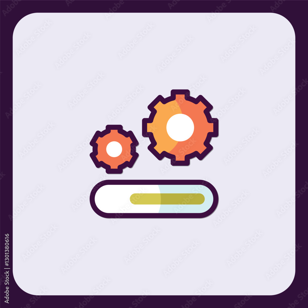 Poster colorful gear icons indicating system progress or loading status