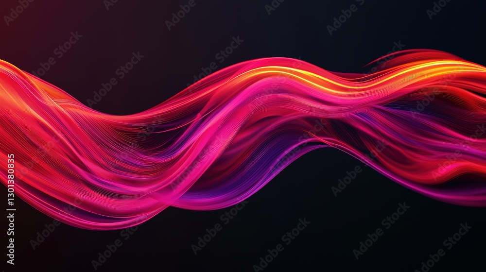 Poster flowing abstract digital lines in a colorful background smooth graphics modern design vibrant enviro