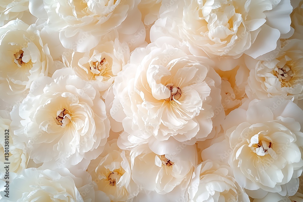 Poster beautiful arrangement of white peonies creating a soft and elegant floral background : generative ai