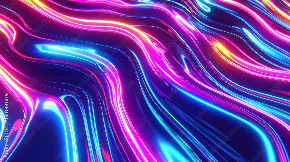 Poster abstract flowing colorful neon lines creating a mesmerizing effect