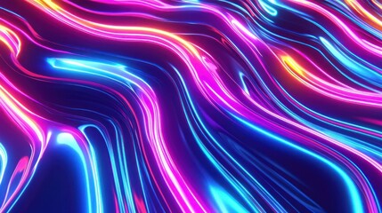 Abstract flowing colorful neon lines creating a mesmerizing effect
