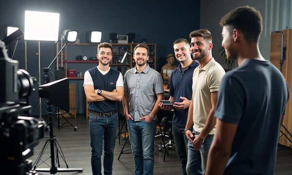 Film Set Crew Working Behind the Scenes on a Movie Production