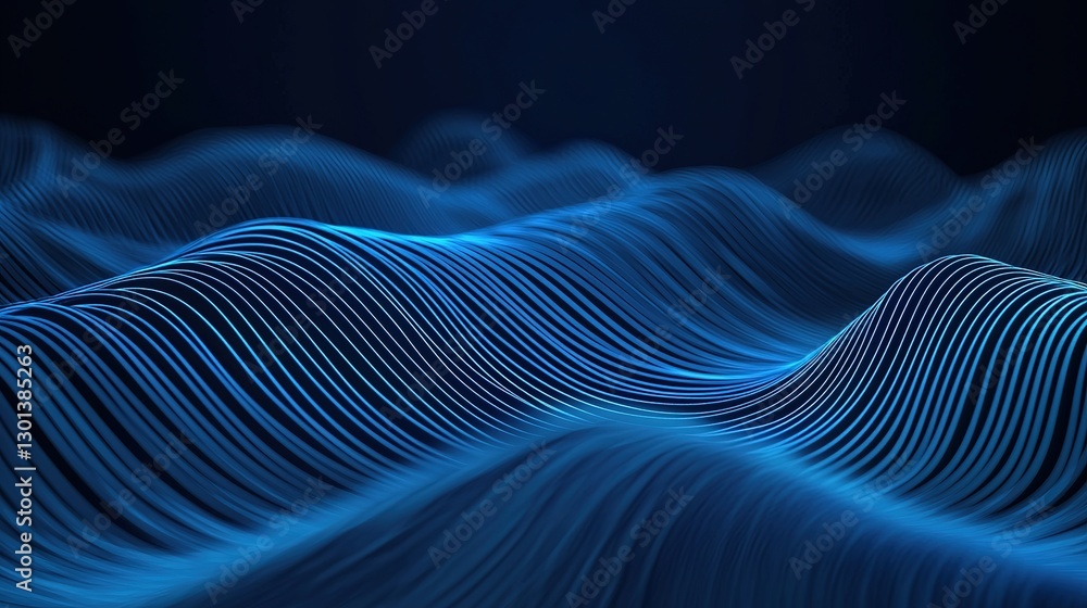 Poster dynamic waves of technology abstract blue lines in a futuristic environment