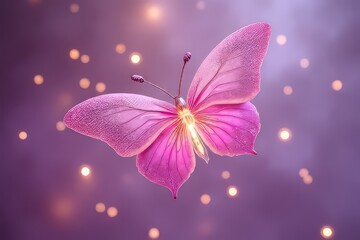 Fototapeta premium Beautiful Pink Butterfly with Sparkling Background