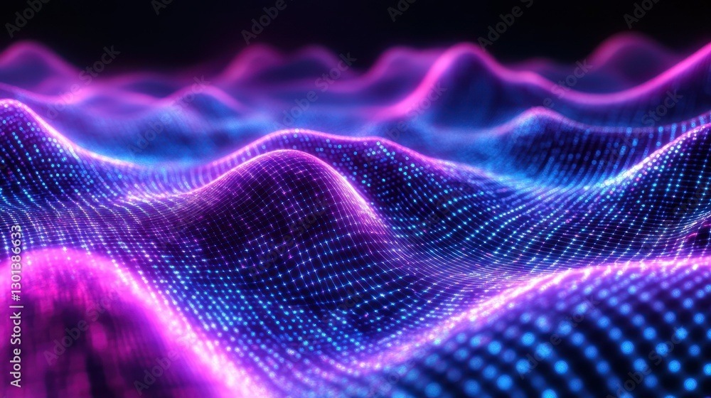 Poster an abstract illustration of undulating waves in a dark background