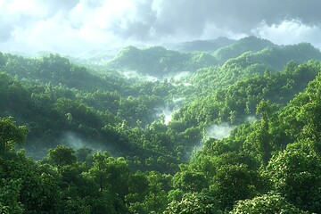 Fototapeta premium Misty Mountain Forest Sunrise