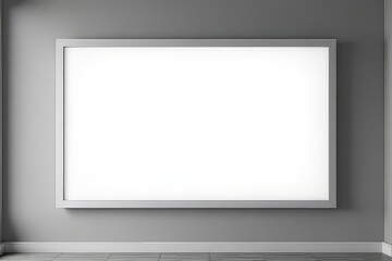Obraz premium Empty Gray Wall Display Mockup with White Frame