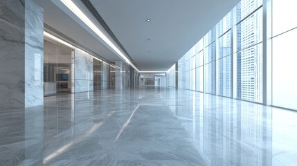 Obraz premium Modern Marble Hallway with City View