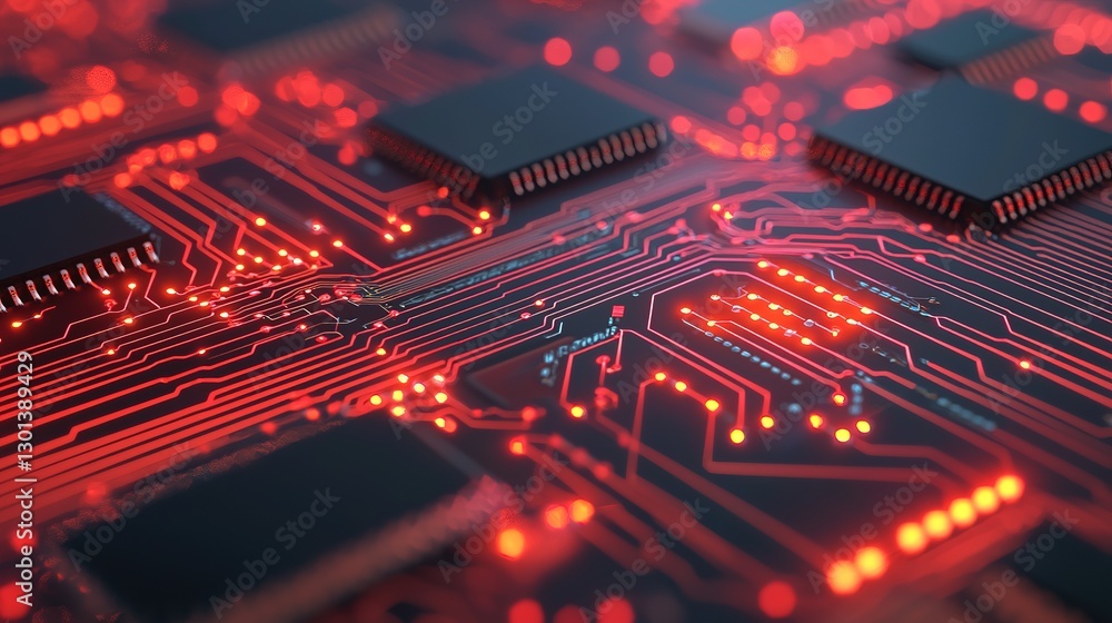 Aufkleber high-tech cyber technology circuits in action digital innovation showcase futuristic environment clo