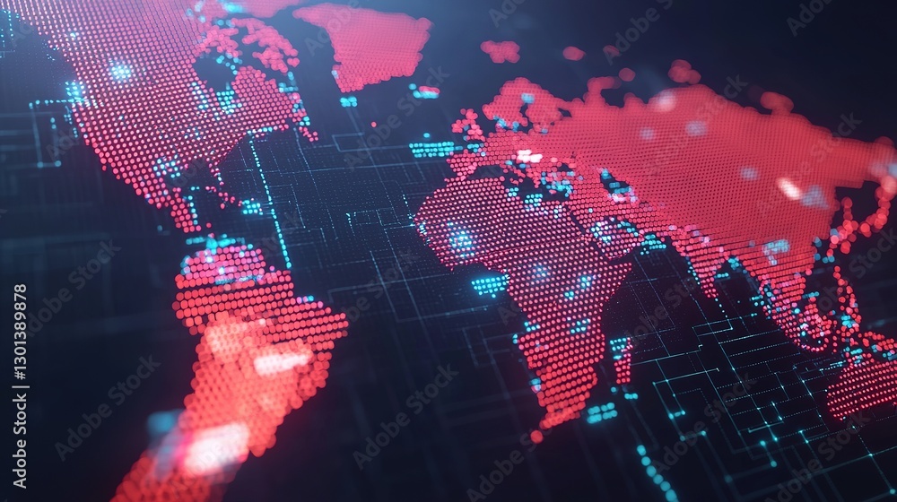 Poster global digital connectivity visualizing technology innovations on the world map gigapixel scale futu