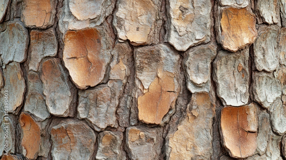 Poster close up of textured bark with varied colors and patterns