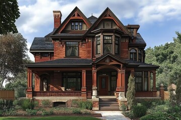 Elegant Historic Victorian Residence: Exquisite Architecture of Ohio's Timeless Homes Surrounded by Lush Gardens