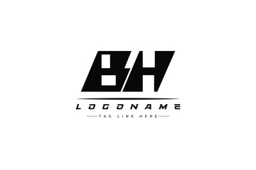 BH racer logo. Racing logo design for racing, driving and car or motorsport.